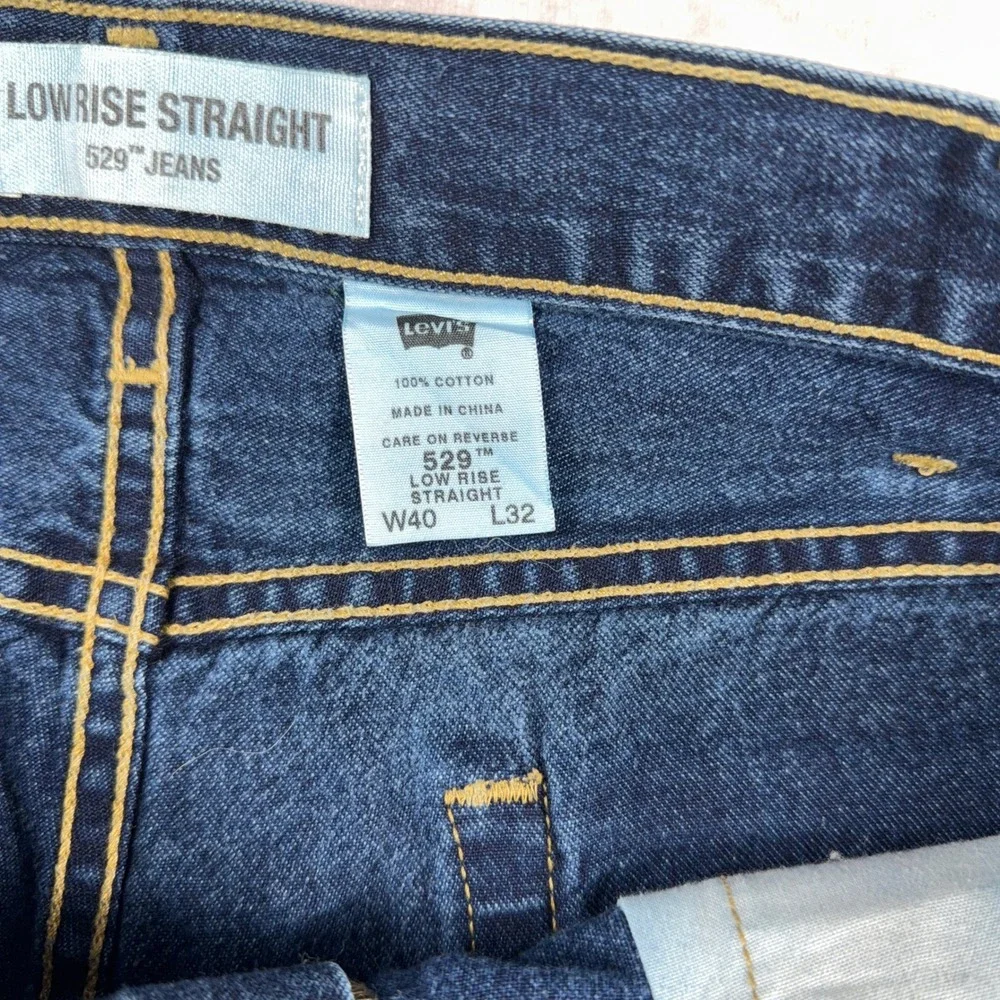Vintag Levi's 529 Low Rise Straight Leg Jeans 40 x 32‎ Blue Denim